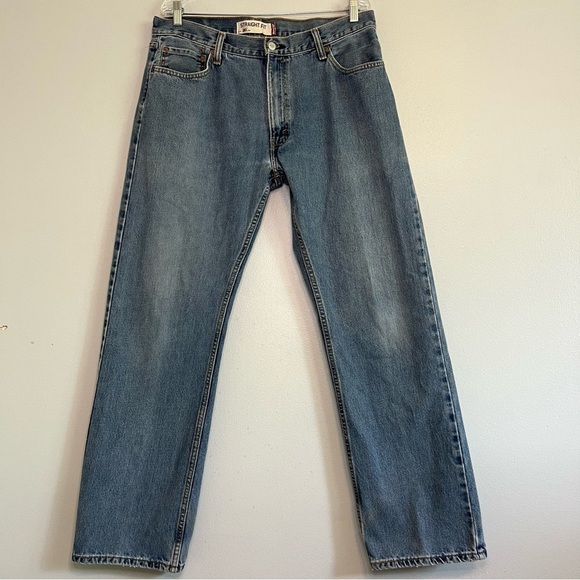 Levi's Mens Straight Fit 505 Jeans 100% Cotton Workwear Sz 36x32 Med Wash Blue - Picture 1 of 12